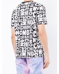 T-shirt à col rond imprimé noir et blanc Moschino