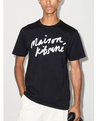 T-shirt à col rond imprimé noir et blanc MAISON KITSUNÉ