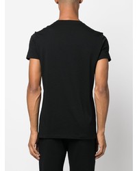 T-shirt à col rond imprimé noir et blanc Balmain