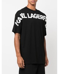 T-shirt à col rond imprimé noir et blanc Karl Lagerfeld