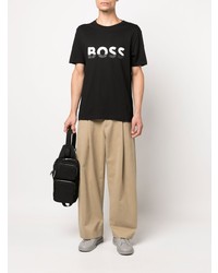 T-shirt à col rond imprimé noir et blanc BOSS