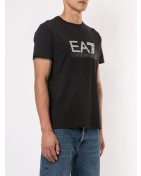 T-shirt à col rond imprimé noir et blanc Ea7 Emporio Armani