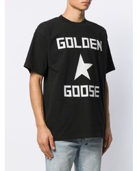 T-shirt à col rond imprimé noir et blanc Golden Goose