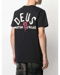 T-shirt à col rond imprimé noir et blanc Deus Ex Machina