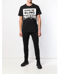 T-shirt à col rond imprimé noir et blanc Philipp Plein