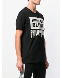 T-shirt à col rond imprimé noir et blanc Philipp Plein