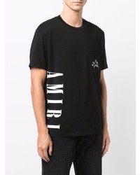 T-shirt à col rond imprimé noir et blanc Amiri