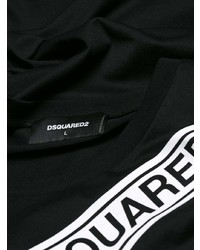 T-shirt à col rond imprimé noir et blanc DSQUARED2