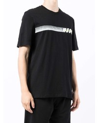 T-shirt à col rond imprimé noir et blanc MSGM