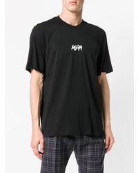 T-shirt à col rond imprimé noir et blanc MSGM