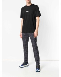 T-shirt à col rond imprimé noir et blanc MSGM