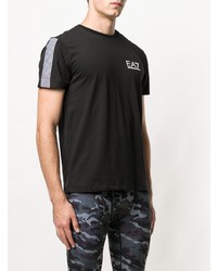 T-shirt à col rond imprimé noir et blanc Ea7 Emporio Armani