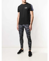 T-shirt à col rond imprimé noir et blanc Ea7 Emporio Armani