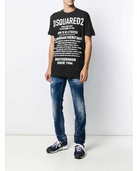 T-shirt à col rond imprimé noir et blanc DSQUARED2