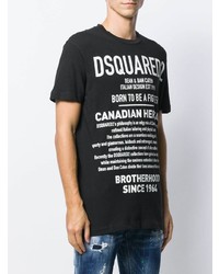 T-shirt à col rond imprimé noir et blanc DSQUARED2