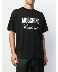 T-shirt à col rond imprimé noir et blanc Moschino