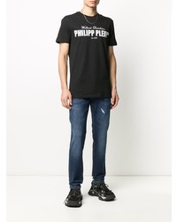 T-shirt à col rond imprimé noir et blanc Philipp Plein