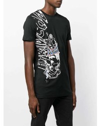 T-shirt à col rond imprimé noir et blanc Diesel Black Gold