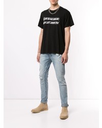 T-shirt à col rond imprimé noir et blanc Amiri