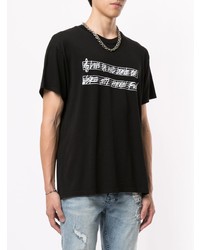 T-shirt à col rond imprimé noir et blanc Amiri