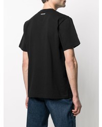 T-shirt à col rond imprimé noir et blanc Sacai