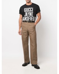 T-shirt à col rond imprimé noir et blanc Gucci