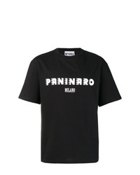 T-shirt à col rond imprimé noir et blanc M1992