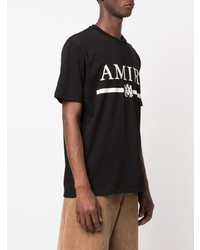 T-shirt à col rond imprimé noir et blanc Amiri