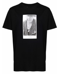 T-shirt à col rond imprimé noir et blanc Maharishi