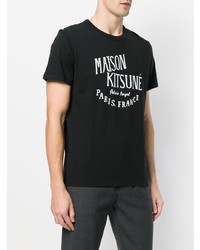 T-shirt à col rond imprimé noir et blanc MAISON KITSUNÉ