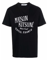 T-shirt à col rond imprimé noir et blanc MAISON KITSUNÉ