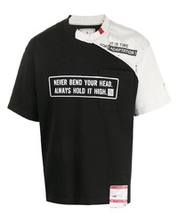 T-shirt à col rond imprimé noir et blanc Maison Mihara Yasuhiro