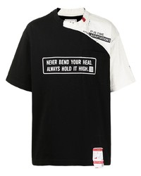 T-shirt à col rond imprimé noir et blanc Maison Mihara Yasuhiro