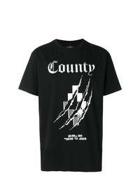 T-shirt à col rond imprimé noir et blanc Marcelo Burlon County of Milan