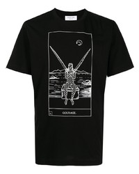 T-shirt à col rond imprimé noir et blanc Marine Serre
