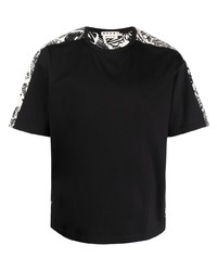 T-shirt à col rond imprimé noir et blanc Marni
