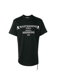 T-shirt à col rond imprimé noir et blanc Mastermind World