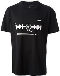 T-shirt à col rond imprimé noir et blanc McQ by Alexander McQueen