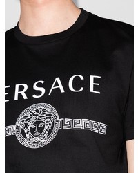 T-shirt à col rond imprimé noir et blanc Versace