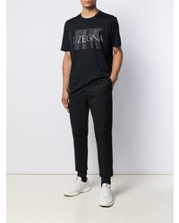 T-shirt à col rond imprimé noir et blanc Z Zegna