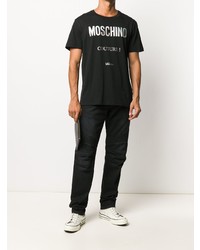 T-shirt à col rond imprimé noir et blanc Moschino