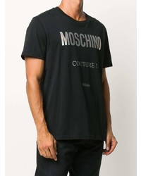 T-shirt à col rond imprimé noir et blanc Moschino