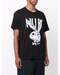 T-shirt à col rond imprimé noir et blanc Amiri