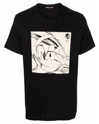 T-shirt à col rond imprimé noir et blanc Michael Kors
