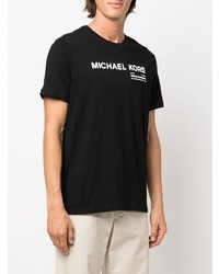 T-shirt à col rond imprimé noir et blanc Michael Kors