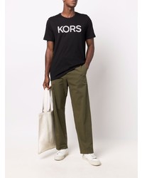 T-shirt à col rond imprimé noir et blanc Michael Kors