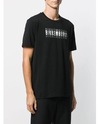 T-shirt à col rond imprimé noir et blanc Dirk Bikkembergs