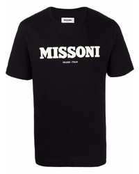 T-shirt à col rond imprimé noir et blanc Missoni