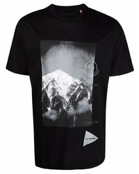 T-shirt à col rond imprimé noir et blanc Moncler Genius