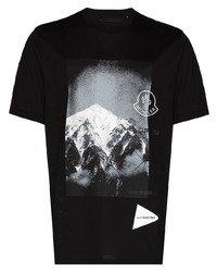 T-shirt à col rond imprimé noir et blanc Moncler Genius